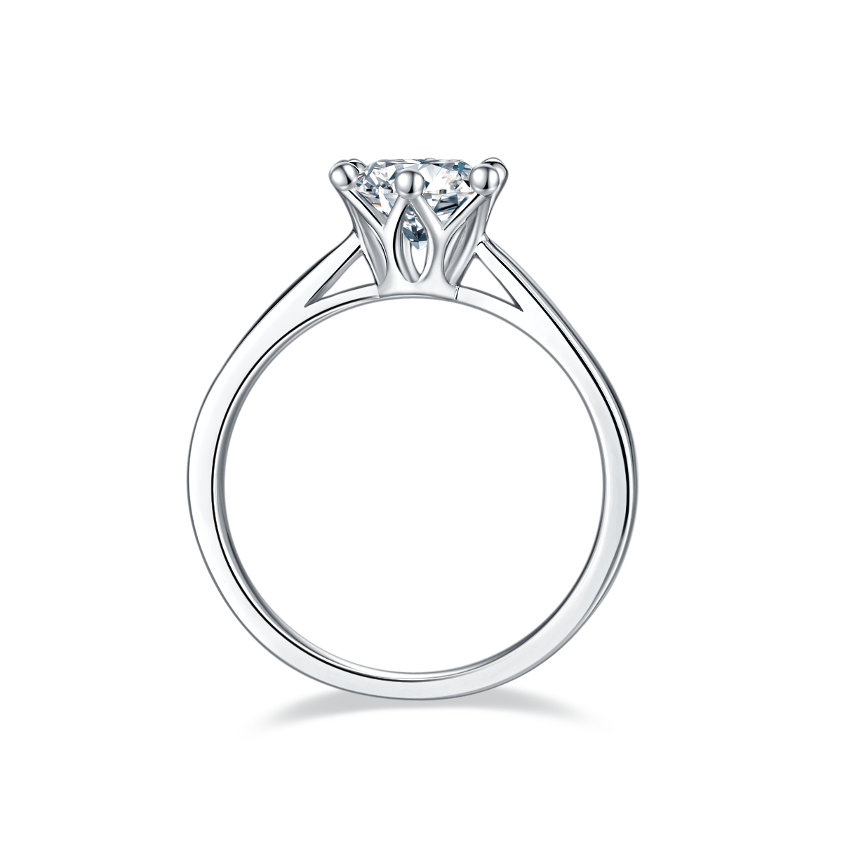 Straight arm crown S925 silver plated platinum Moissanite women's ring 1 carat D-grade